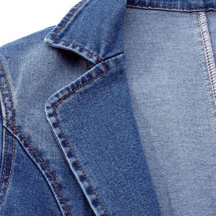 Damska dopasowana kurtka marynarkowa z denimu