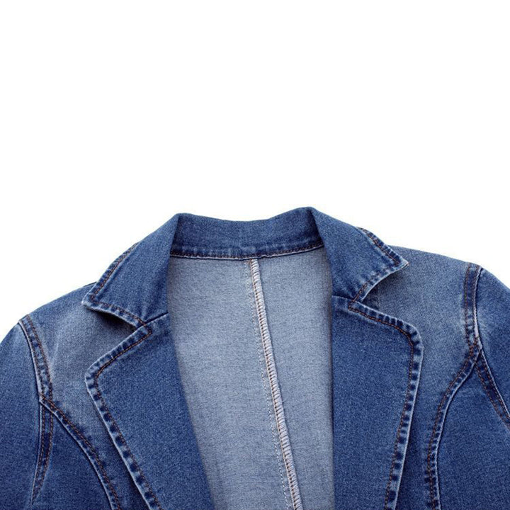 Damska dopasowana kurtka marynarkowa z denimu