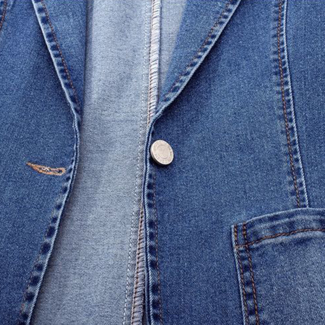 Damska dopasowana kurtka marynarkowa z denimu