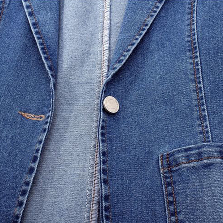 Damska dopasowana kurtka marynarkowa z denimu