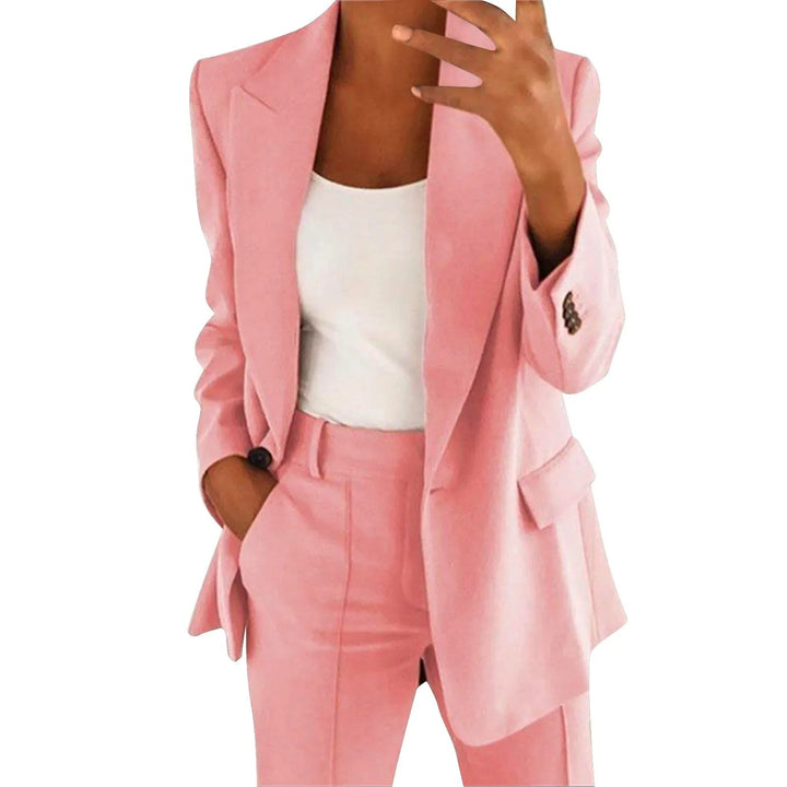 Women's Wool Blend Two Piece Tailored Blazer and Trouser Suit