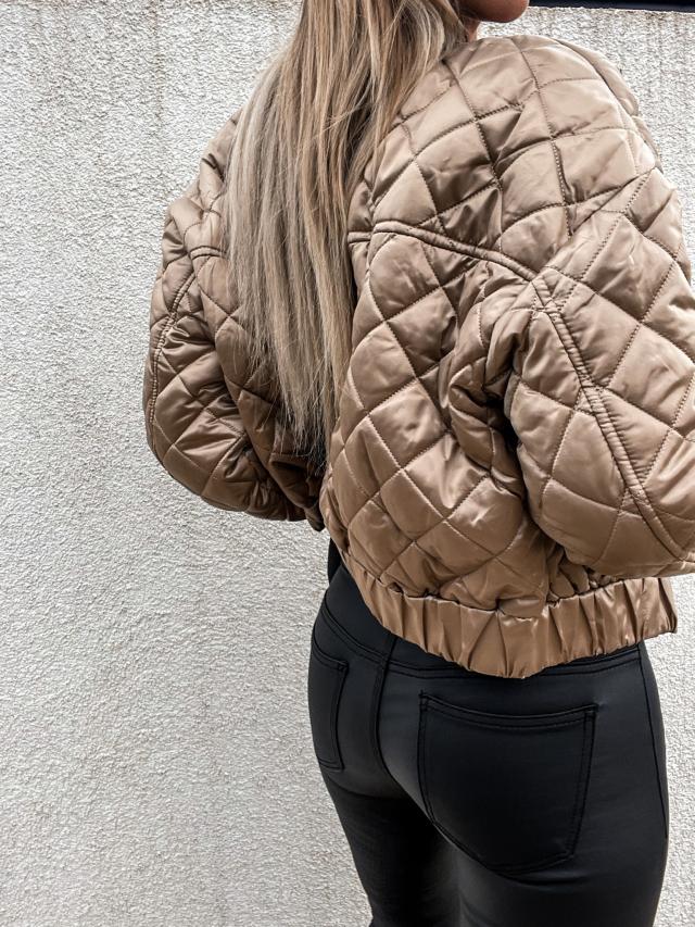 Women’s Fleece-Lined Quilted Puffer Bomber Jacket