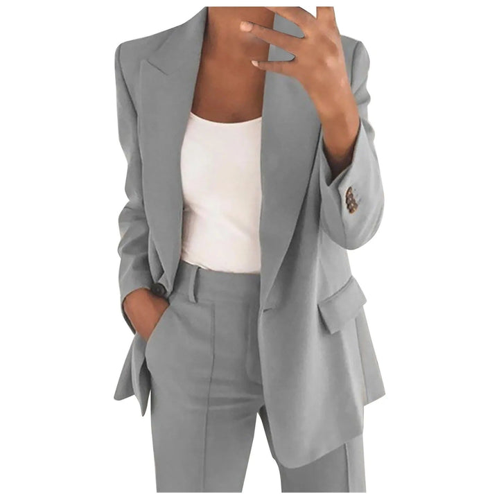 Women's Wool Blend Two Piece Tailored Blazer and Trouser Suit