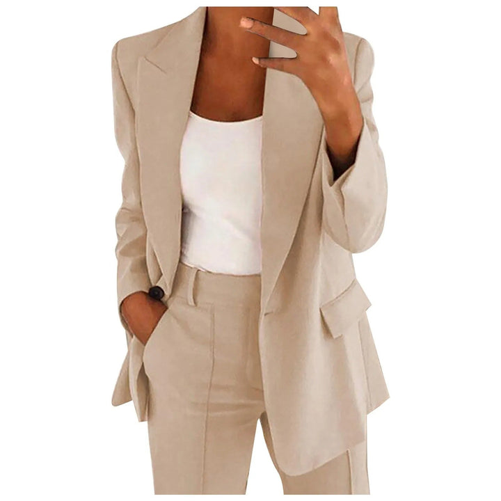 Women's Wool Blend Two Piece Tailored Blazer and Trouser Suit