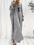 Women's Striped Maxi Kaftan Dress Summer Fashion Breathable Cotton Sundress