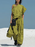 Linen One Shoulder Women's Two Piece Set