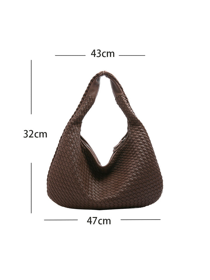 Women Woven Leather Hobo Bag Knot Shoulder Purse