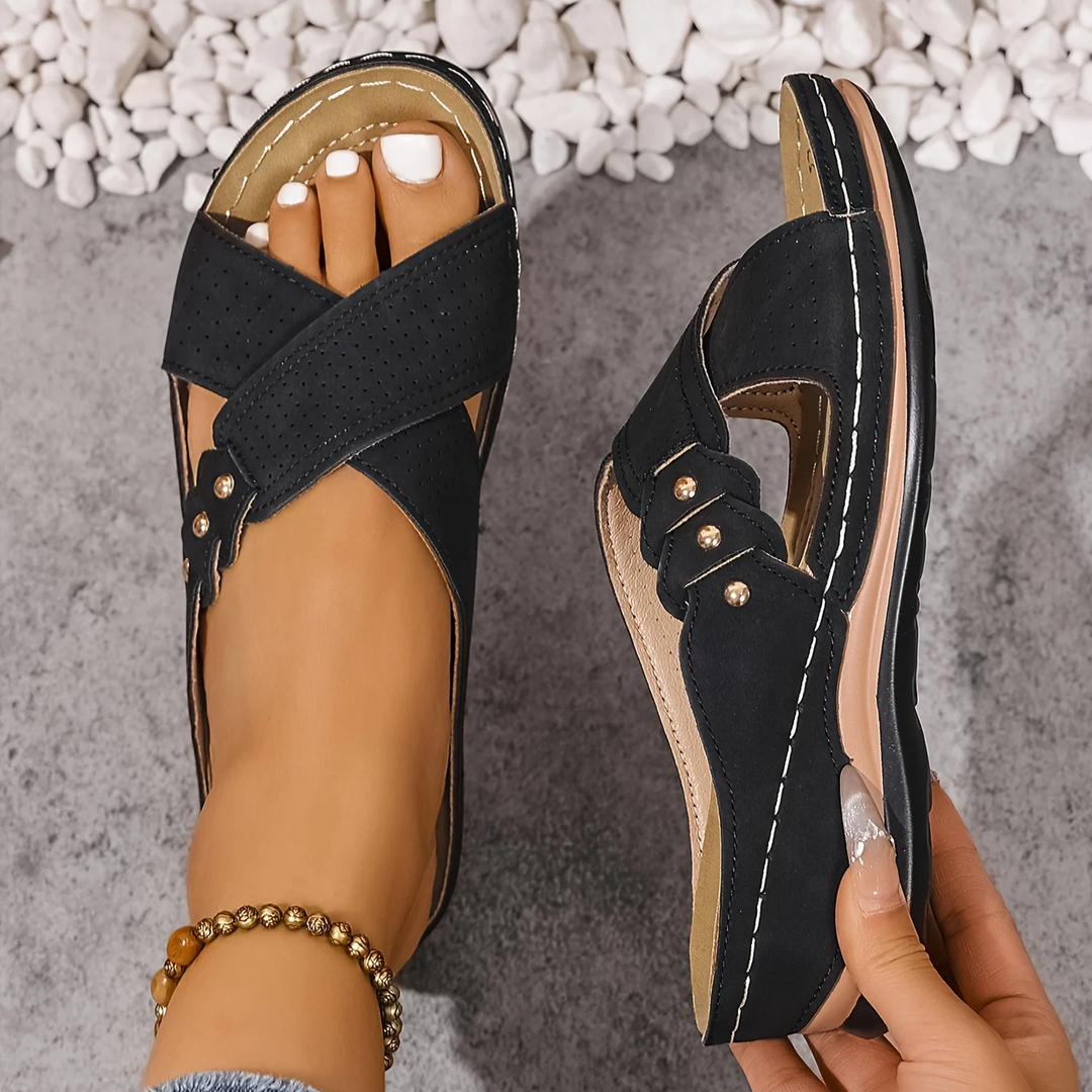 Women’s Leather Arch-Support Wedge Sandals