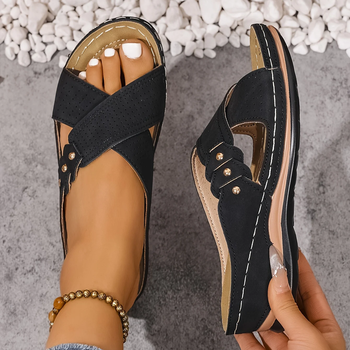 Women’s Leather Arch-Support Wedge Sandals