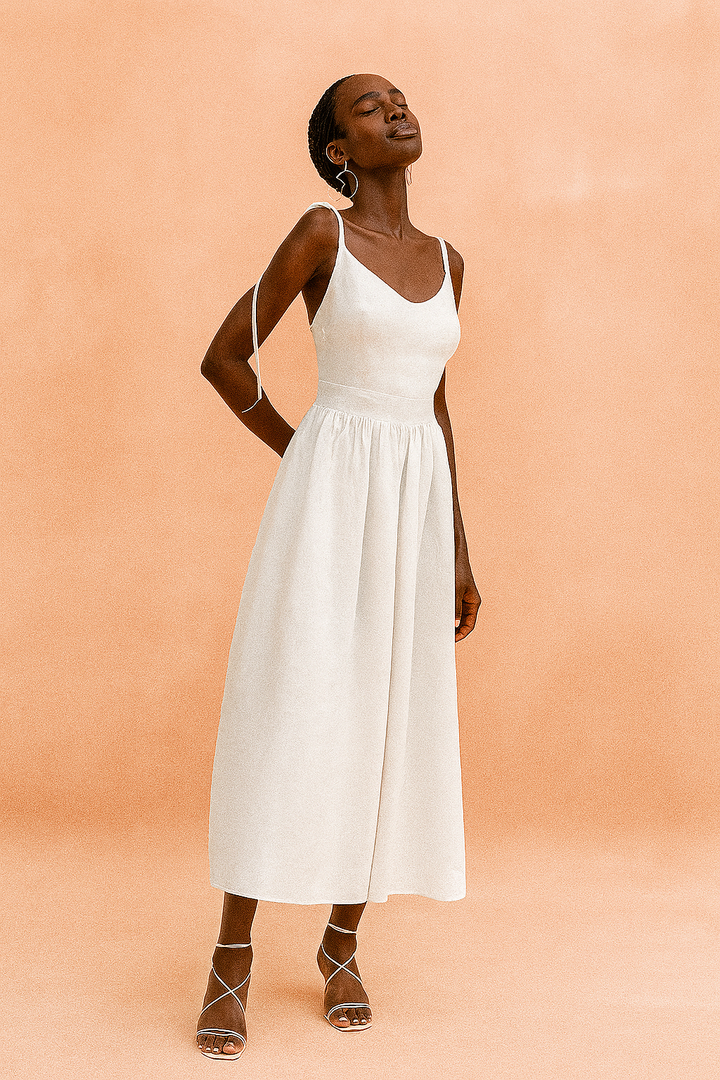 Women's Satin Strappy Split Cami Midi Dress