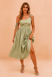 Women's Satin Strappy Split Cami Midi Dress
