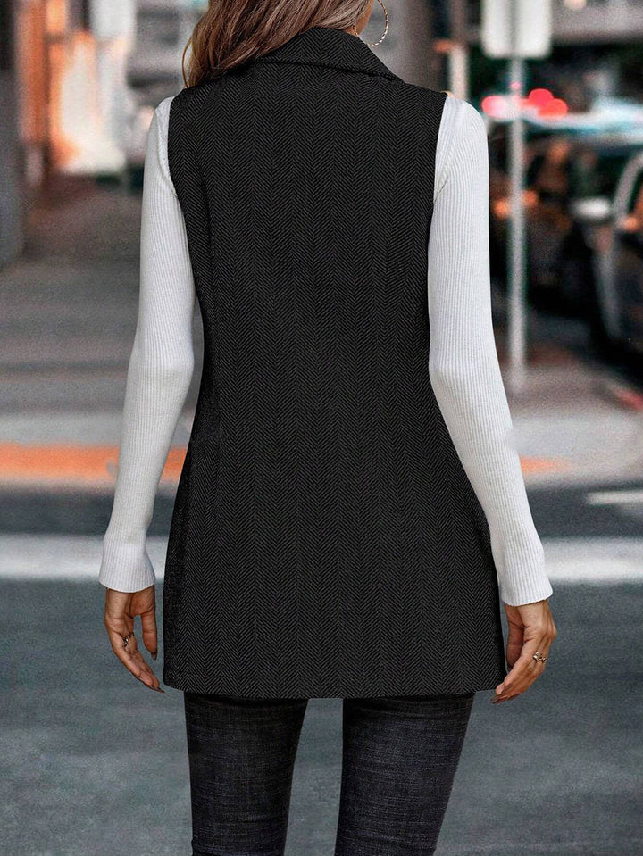 Women's Wool Vest Blazer Double Breasted Sleeveless Jacket