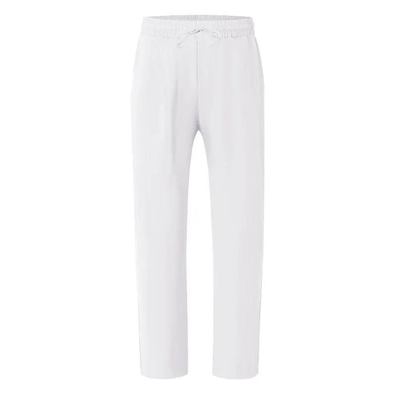 Men's Drawstring Loose Fit Casual Beach Trousers Linen Pants