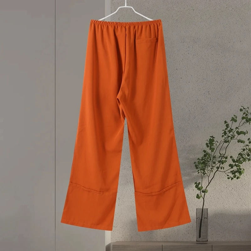 Ensemble deux pièces pour femme composé d’une chemise en lin à manches longues et d’un pantalon