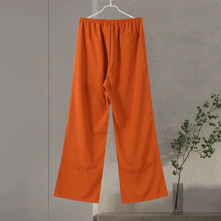 Ensemble deux pièces pour femme composé d’une chemise en lin à manches longues et d’un pantalon