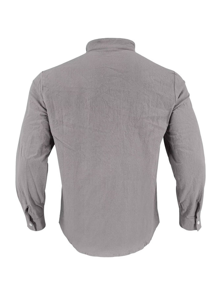 Chemise décontractée pour homme en lin à manches longues, haut respirant