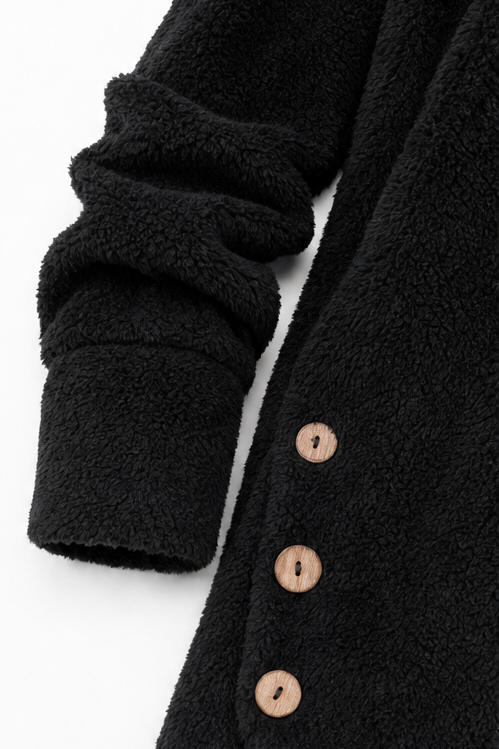 Women's Fleece Hooded Jacket Longline Warm Loose Coat Outerwear