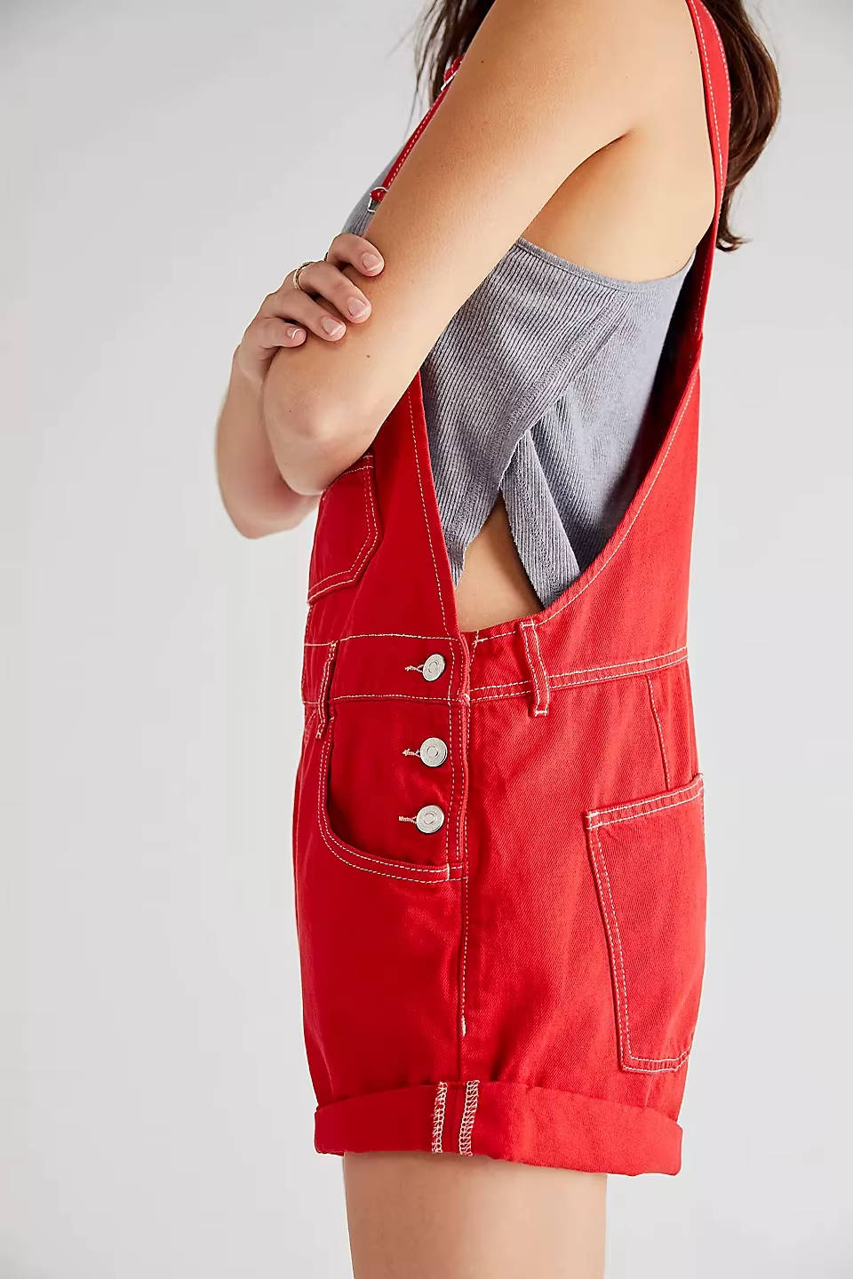 Salopette short en jean pour femme, combinaison short-casquette