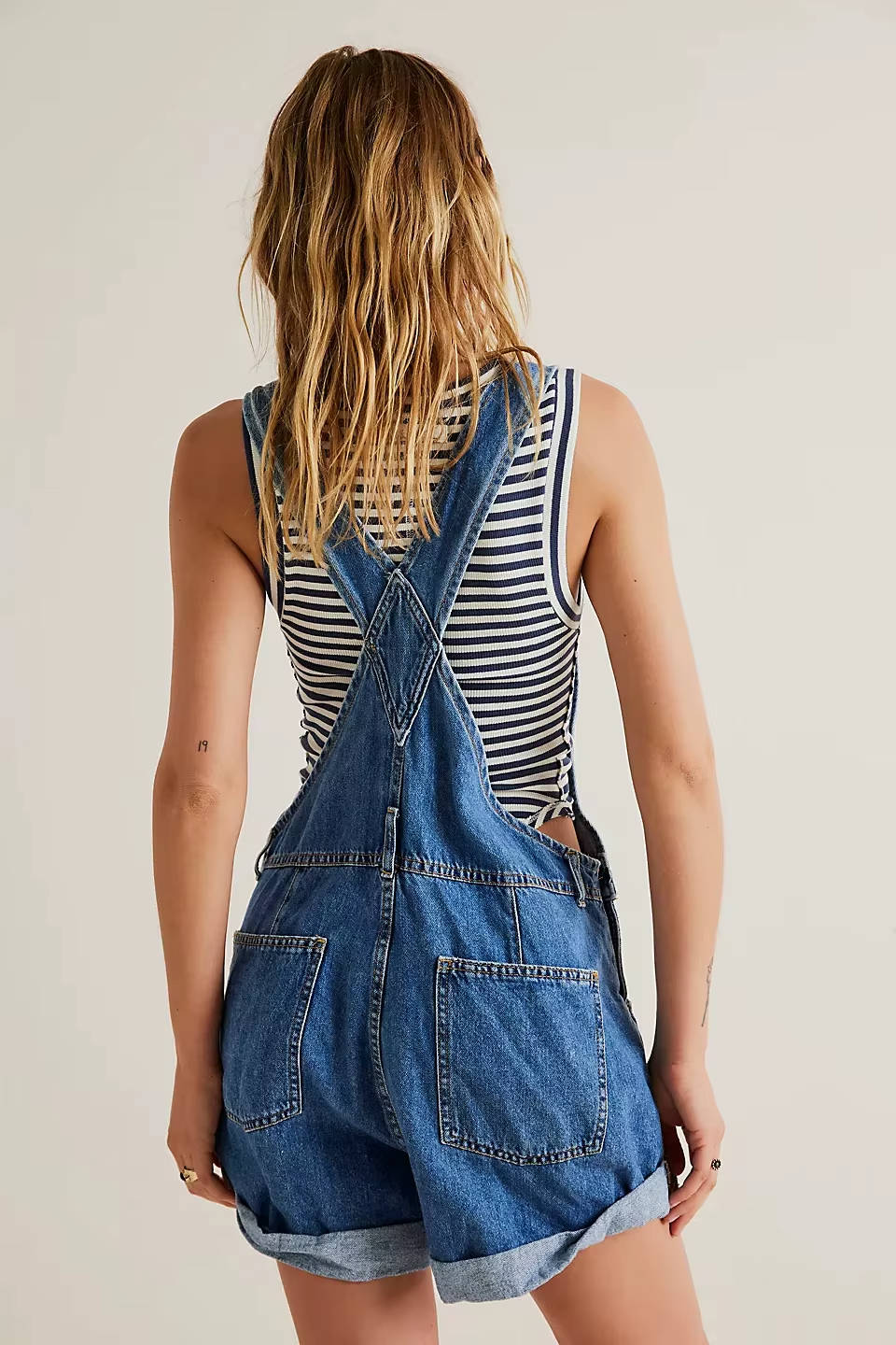 Salopette short en jean pour femme, combinaison short-casquette