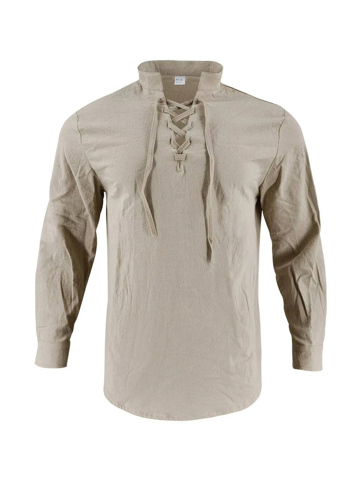Chemise décontractée pour homme en lin à manches longues, haut respirant