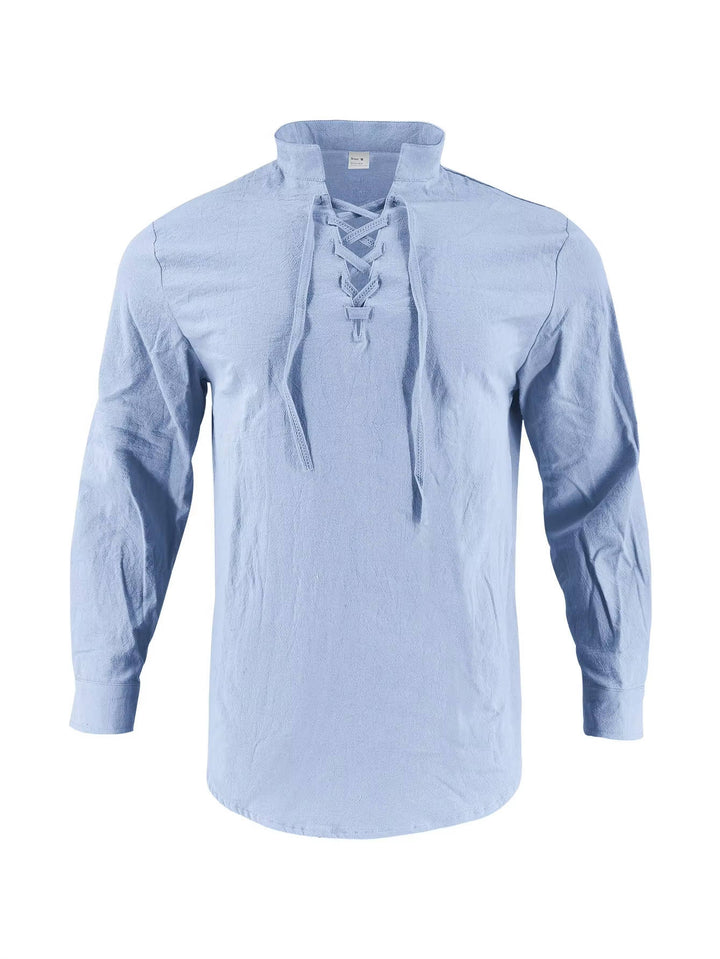 Chemise décontractée pour homme en lin à manches longues, haut respirant