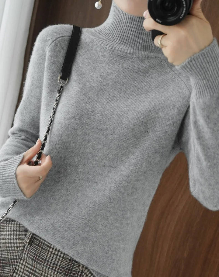 Women's Merino Wool Turtleneck Sweater Pullover Knit Top