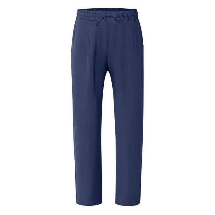 Men's Drawstring Loose Fit Casual Beach Trousers Linen Pants