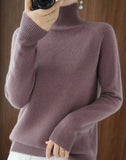 Women's Merino Wool Turtleneck Sweater Pullover Knit Top