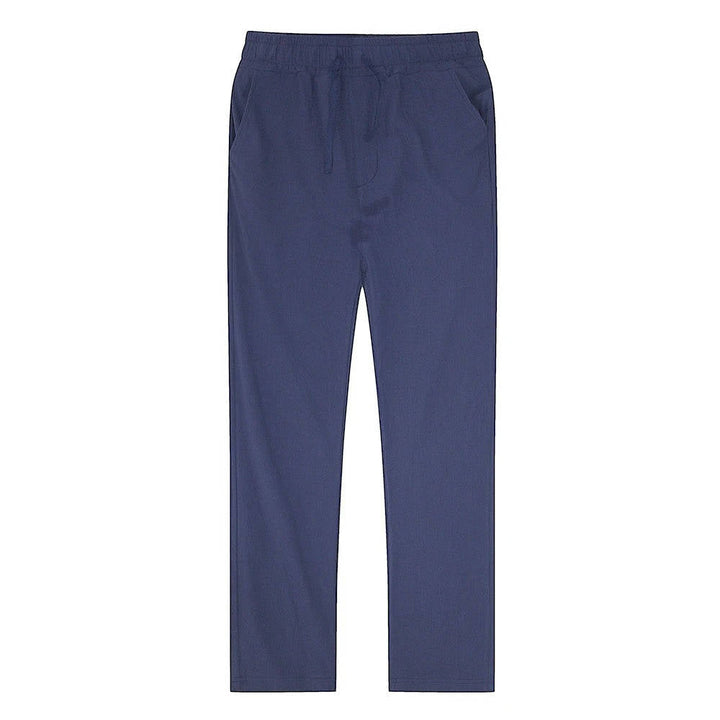 Men's Linen Drawstring Trousers Casual Elastic Waist Pants