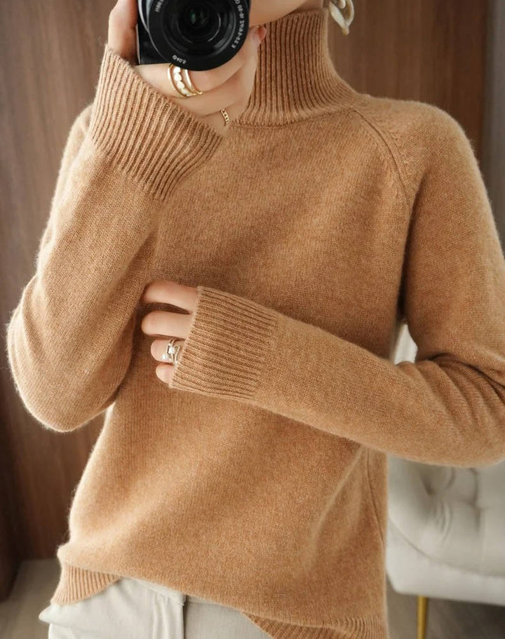 Women's Merino Wool Turtleneck Sweater Pullover Knit Top