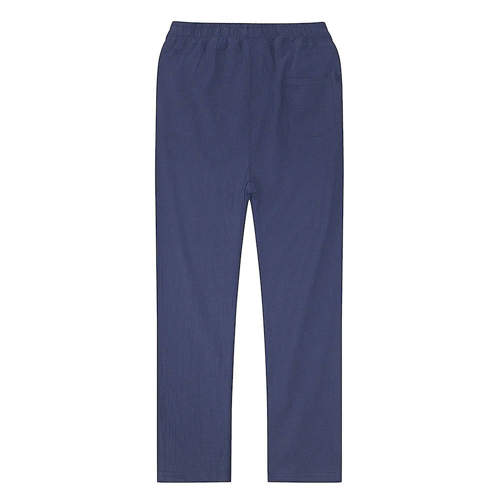 Men's Linen Drawstring Trousers Casual Elastic Waist Pants