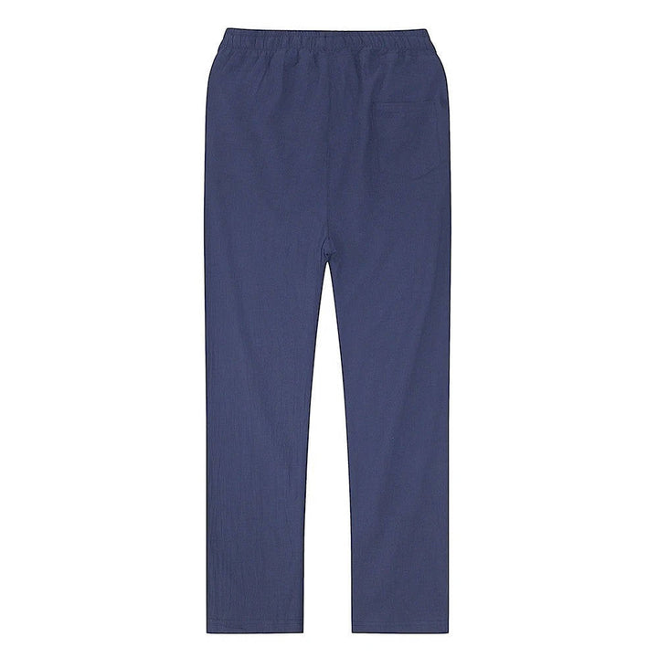 Men's Linen Drawstring Trousers Casual Elastic Waist Pants