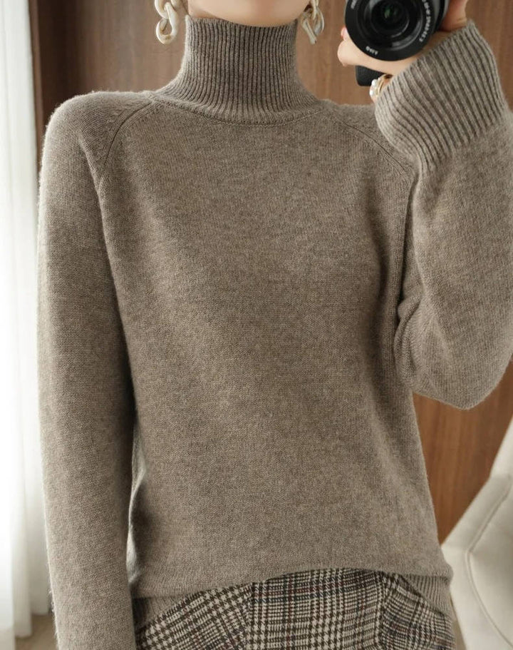Women's Merino Wool Turtleneck Sweater Pullover Knit Top