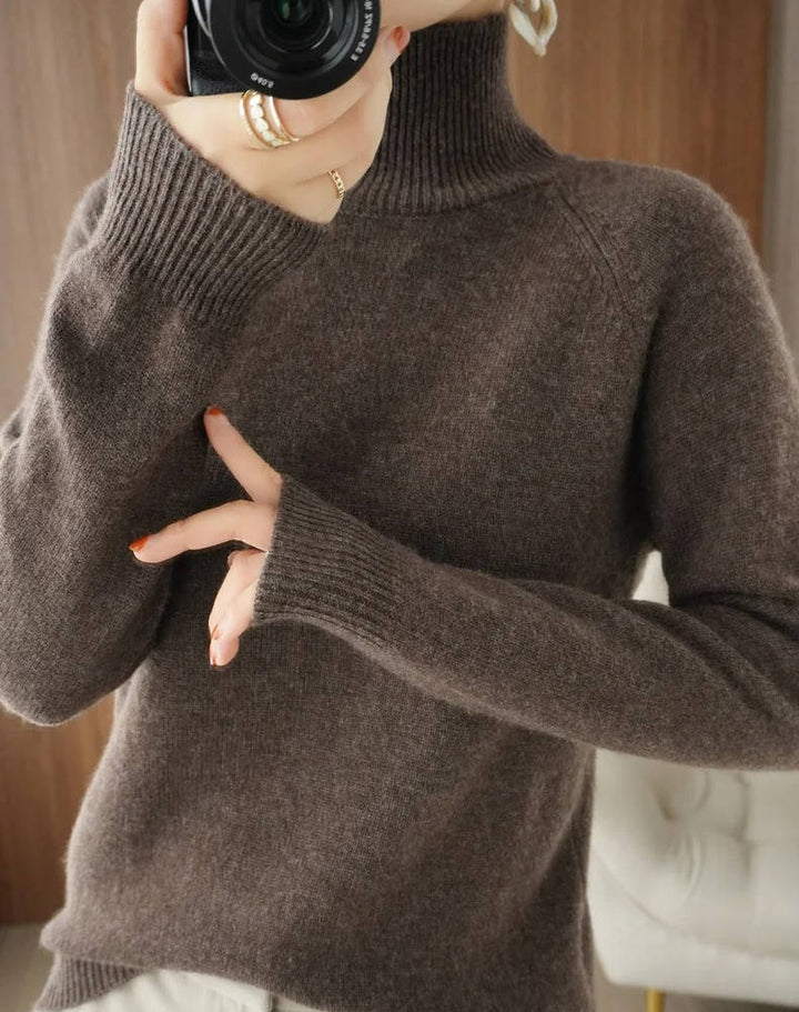 Women's Merino Wool Turtleneck Sweater Pullover Knit Top