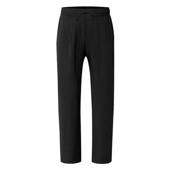Men's Drawstring Loose Fit Casual Beach Trousers Linen Pants