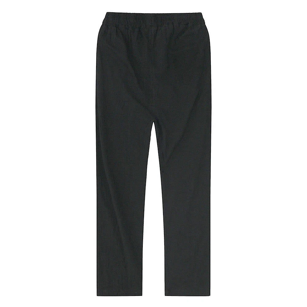 Men's Linen Drawstring Trousers Casual Elastic Waist Pants