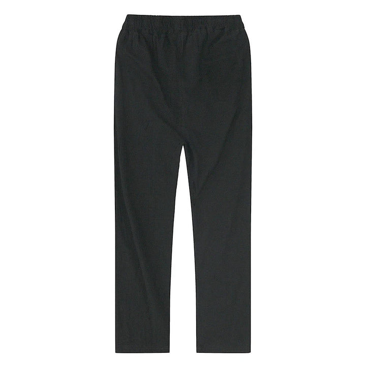 Men's Linen Drawstring Trousers Casual Elastic Waist Pants