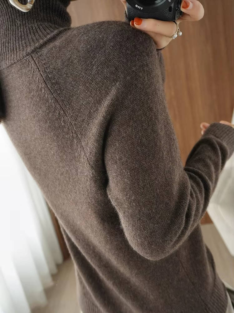 Women's Merino Wool Turtleneck Sweater Pullover Knit Top