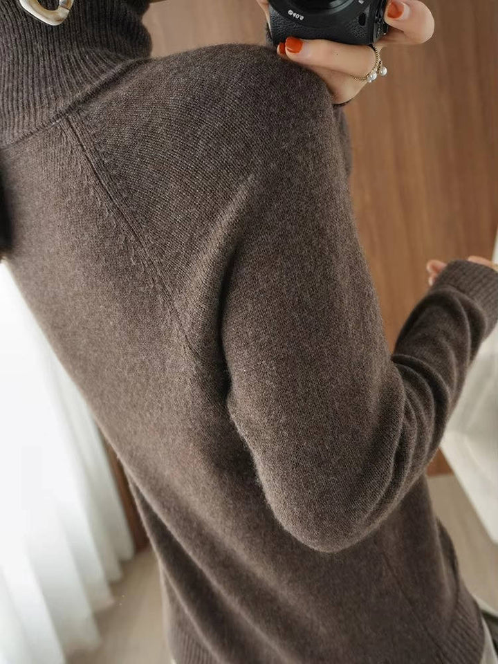Women's Merino Wool Turtleneck Sweater Pullover Knit Top