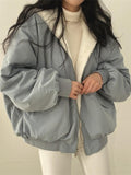 Fleece Hooded Jacket Women's Oversized Bomber