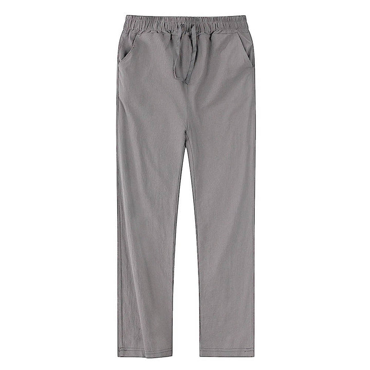Men's Linen Drawstring Trousers Casual Elastic Waist Pants