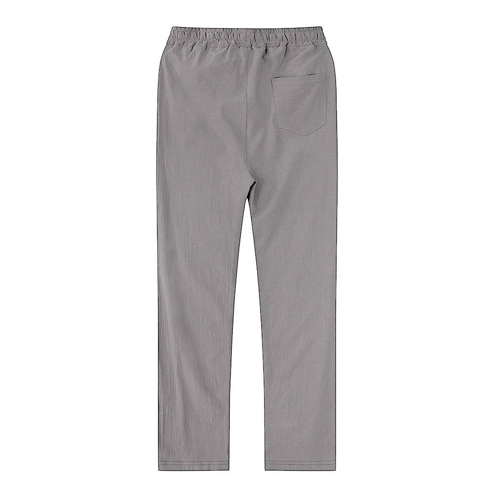 Men's Linen Drawstring Trousers Casual Elastic Waist Pants