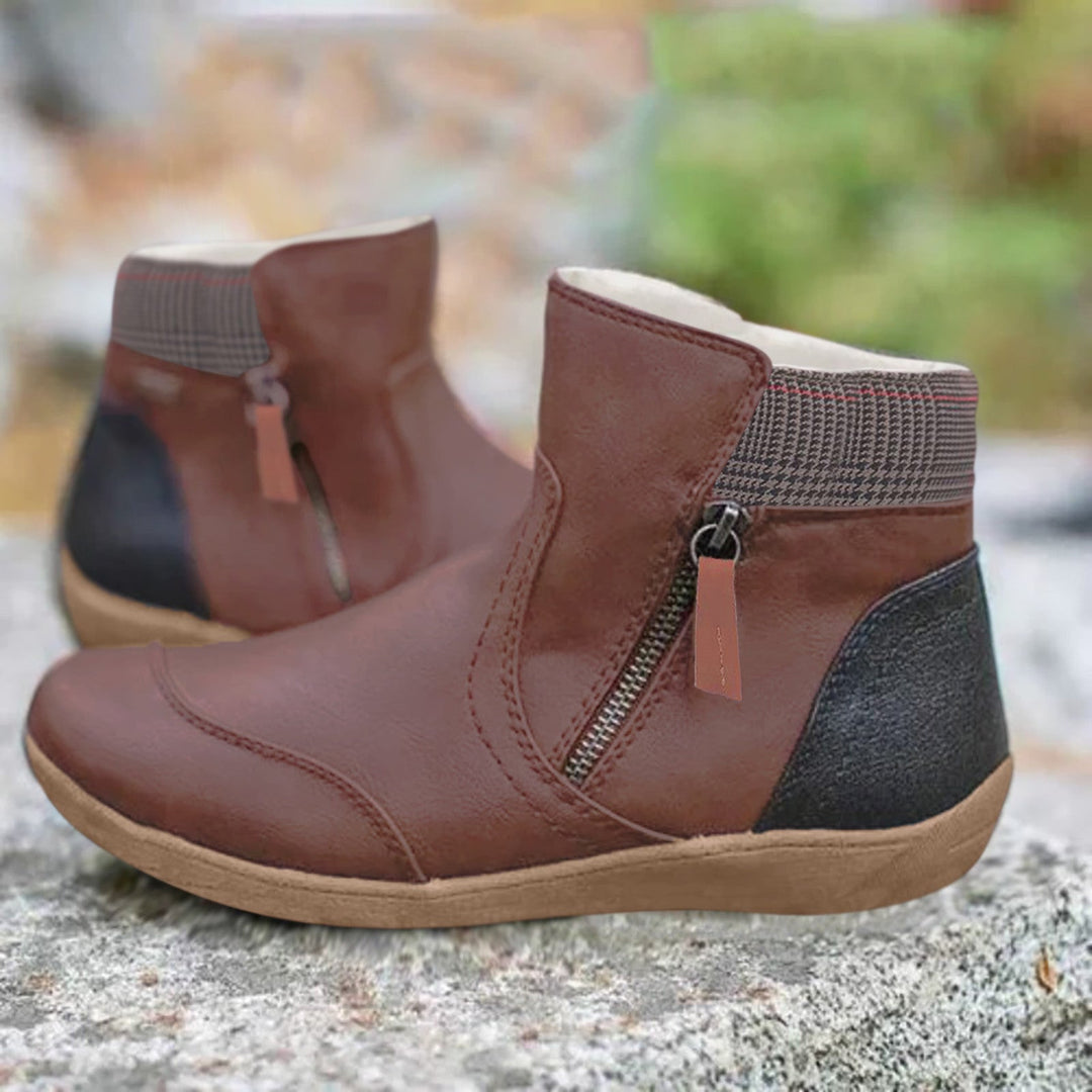 Women's Leather Ankle Boots Comfort Walking Shoes