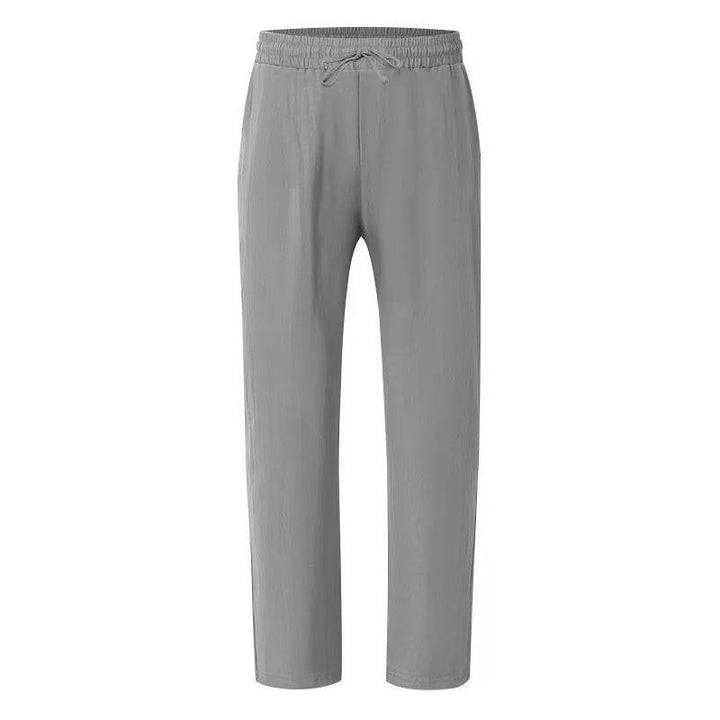 Men's Drawstring Loose Fit Casual Beach Trousers Linen Pants