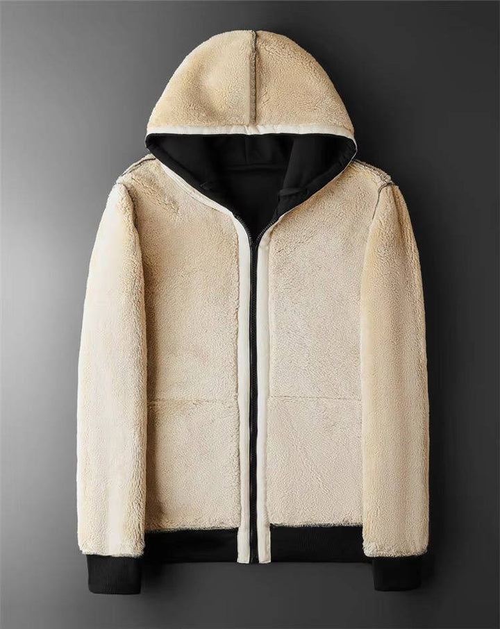 Sweat-shirt à capuche zippé pour homme, doublé en polaire