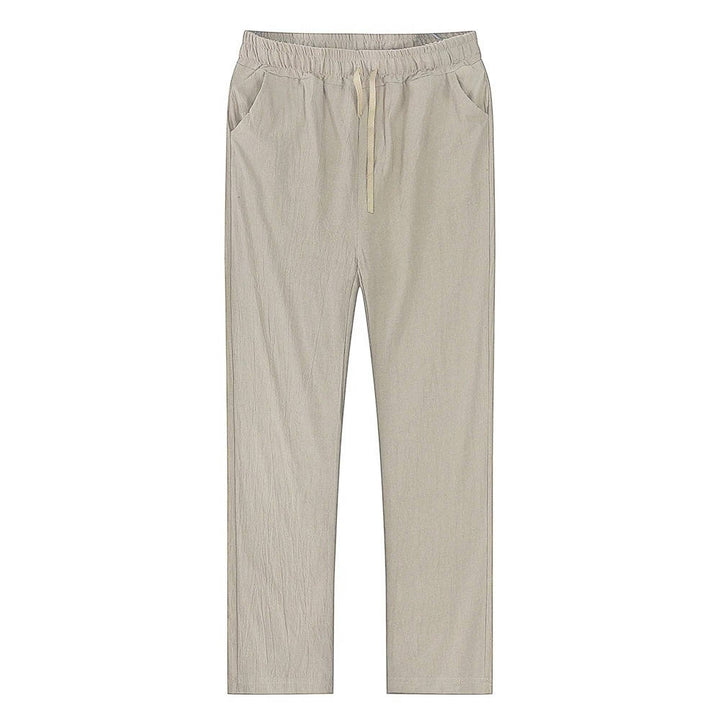 Men's Linen Drawstring Trousers Casual Elastic Waist Pants