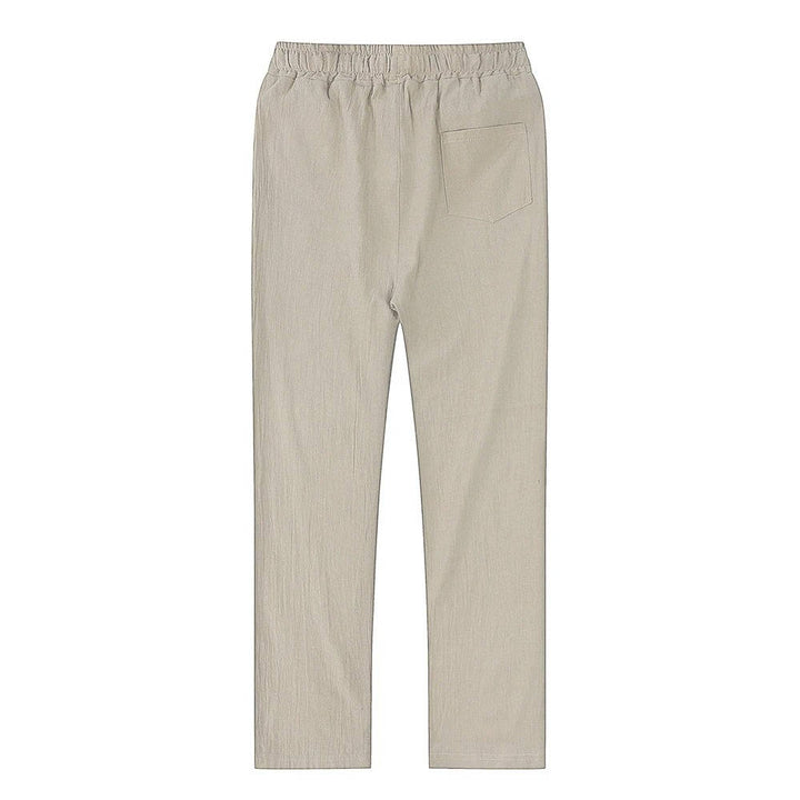 Men's Linen Drawstring Trousers Casual Elastic Waist Pants