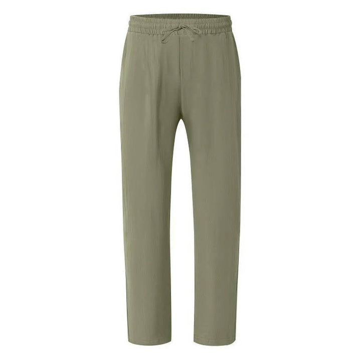 Men's Drawstring Loose Fit Casual Beach Trousers Linen Pants