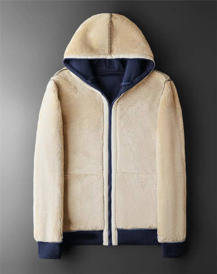 Sweat-shirt à capuche zippé pour homme, doublé en polaire