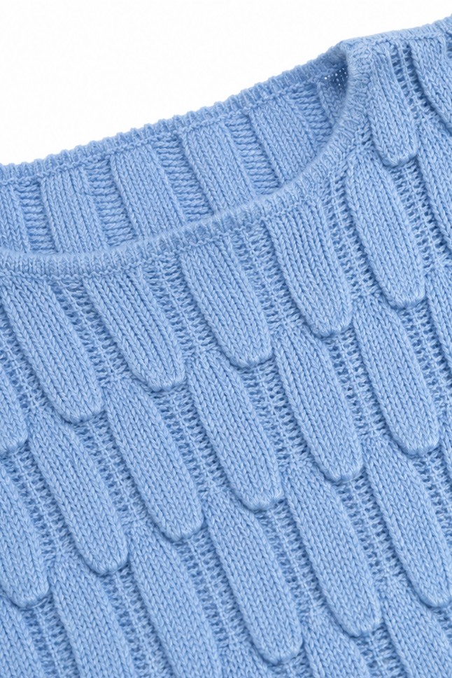 Women's Knit Cable Long Bell Sleeve Crochet Pullover Jumper